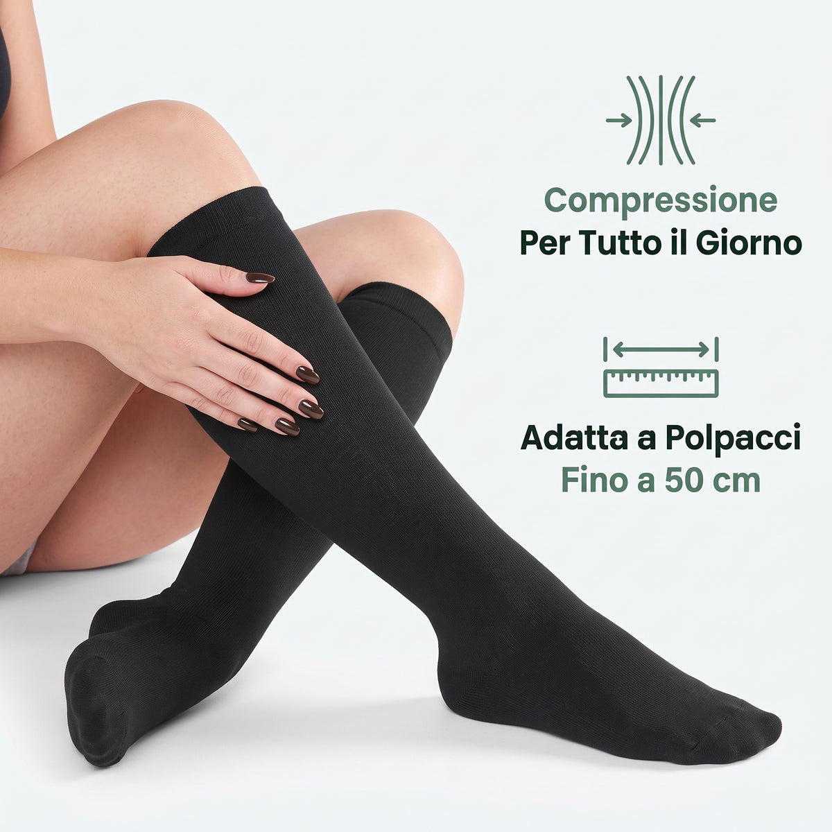Lieve EasyFit — Calze a Compressione Comfort per Polpacci Larghi
