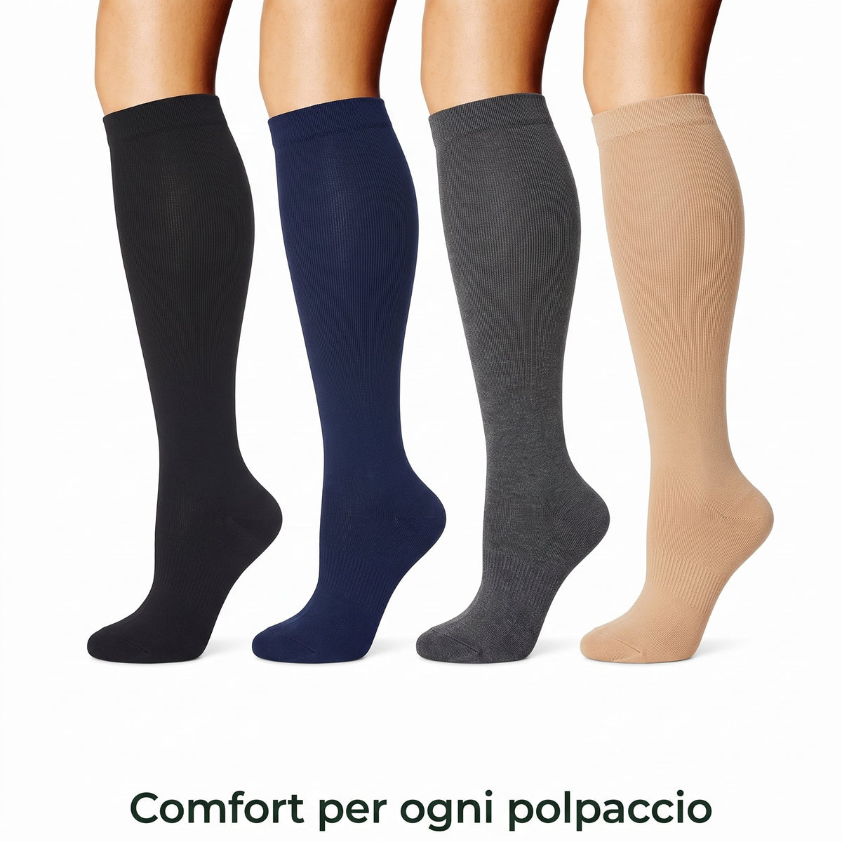 Lieve EasyFit — Calze a Compressione Comfort per Polpacci Larghi